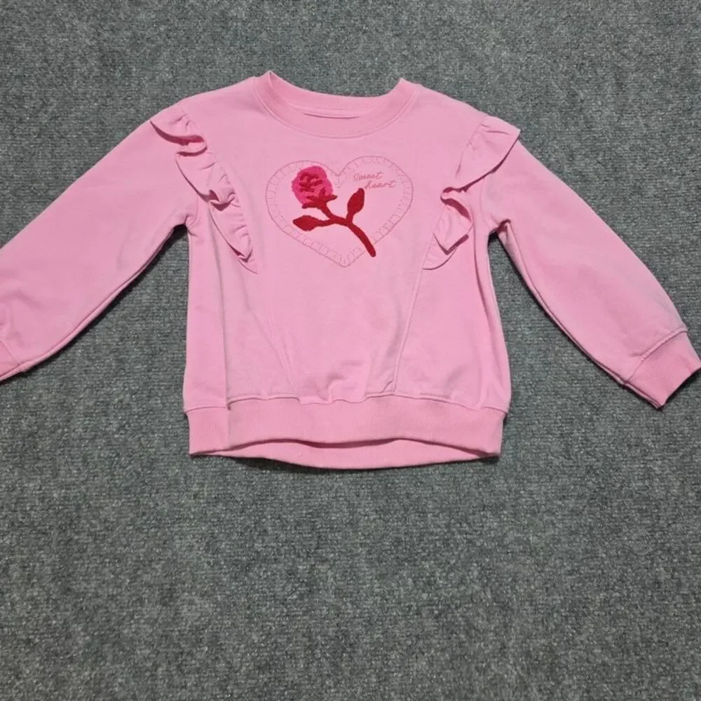 Sweetheart Rose Ruffle Sweatshirt Size 3T Girls